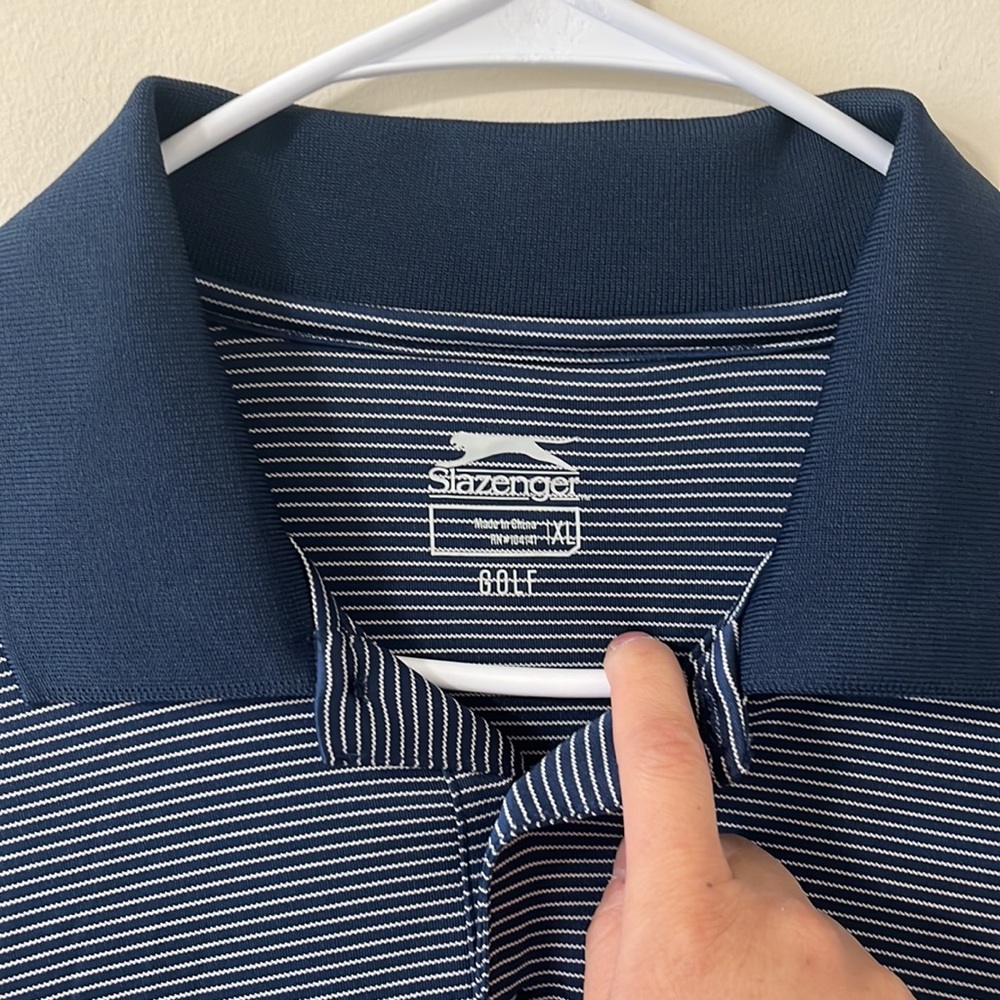 Slazenger Men’s Core Polo Striped Navy White Size XL - Picture 6 of 9